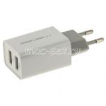 Сетевое зарядное устройство 2xUSB 2100mA Red Line Lux Z2 (белое)