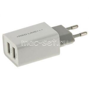 Сетевое зарядное устройство 2xUSB 2100mA Red Line Lux Z2 (белое)
