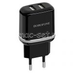 Сетевое зарядное устройство 2xUSB 2400mA Borofone BA25A Outstanding (черное)