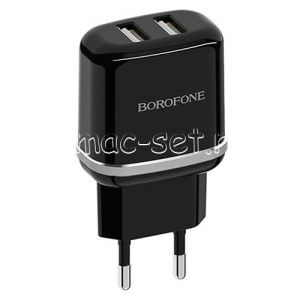 Сетевое зарядное устройство 2xUSB 2400mA Borofone BA25A Outstanding (черное)