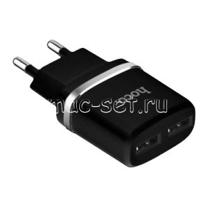 Сетевое зарядное устройство 2xUSB 2400mA Hoco C12 Smart (черное)
