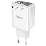 Сетевое зарядное устройство 2xUSB 2400mA Hoco C39A Enchanting с индикатором (белое)
