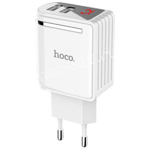 Сетевое зарядное устройство 2xUSB 2400mA Hoco C39A Enchanting с индикатором (белое)