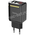 Сетевое зарядное устройство 2xUSB 2400mA Hoco C39A Enchanting с индикатором (черное)