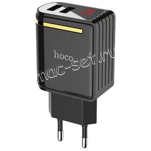Сетевое зарядное устройство 2xUSB 2400mA Hoco C39A Enchanting с индикатором (черное)