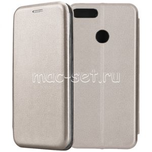 Чехол-книжка кожаный для Huawei Honor 7X (серый) Fashion Case