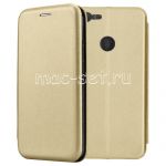 Чехол-книжка кожаный для Huawei Honor 9 Lite (золотистый) Fashion Case