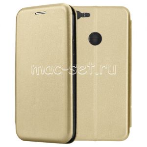 Чехол-книжка кожаный для Huawei Honor 9 Lite (золотистый) Fashion Case