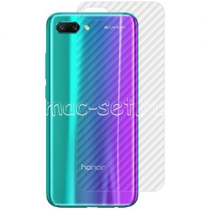 Защитная наклейка для Huawei Honor 10 карбон [задняя] (прозрачная)