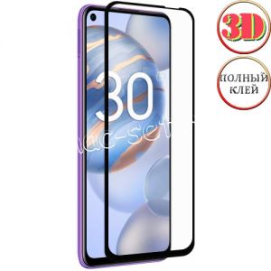 Защитное стекло 3D для Huawei Honor 30 [изогнутое клеится на весь экран] Red Line (черное)