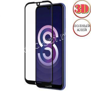 Защитное стекло 3D для Huawei Honor 8S [изогнутое клеится на весь экран] (черное)