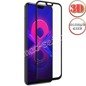Защитное стекло 3D для Huawei Honor 8X [изогнутое клеится на весь экран] (черное)