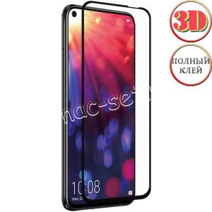 Защитное стекло 3D для Huawei Honor View 20 [изогнутое клеится на весь экран] Red Line (черное)
