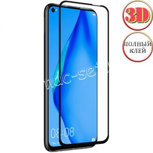 Защитное стекло 3D для Huawei P40 Lite [изогнутое клеится на весь экран] Red Line (черное)