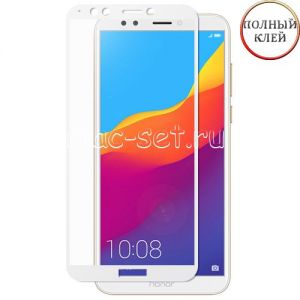 Защитное стекло для Huawei Honor 7C Pro [клеится на весь экран] (белое)