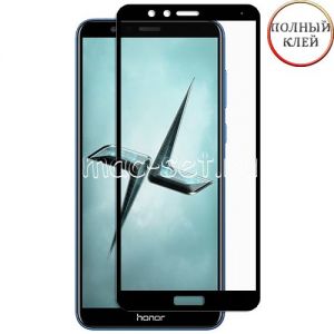 Защитное стекло для Huawei Honor 7X [клеится на весь экран] (черное)