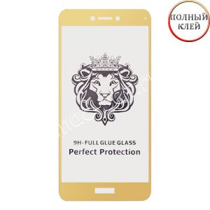 Защитное стекло для Huawei Honor 8 Lite [клеится на весь экран] Premium (золотистое)