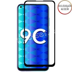 Защитное стекло для Huawei Honor 9C [клеится на весь экран] Red Line (черное)