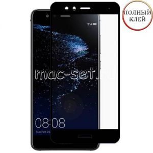 Защитное стекло для Huawei P10 Lite [клеится на весь экран] (черное)