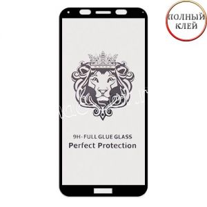 Защитное стекло для Huawei Y5 Prime (2018) [клеится на весь экран] Premium (черное)