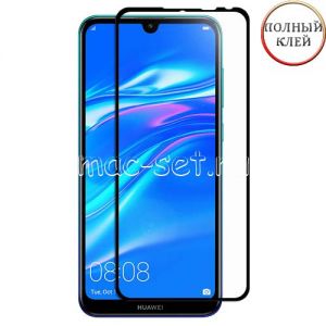 Защитное стекло для Huawei Y7 (2019) [клеится на весь экран] Red Line (черное)