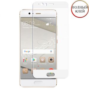 Защитное стекло для Huawei P10 [клеится на весь экран] Premium (белое)