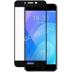 Защитное стекло для Meizu M6 Note [на весь экран] Red Line (черное)