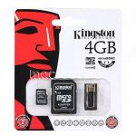 Карта памяти microSDHC 4GB Class 4 Kingston + SD USB adapter