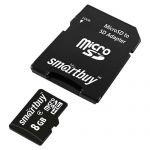 Карта памяти microSDHC SmartBuy SB8GBSDCL10-01 + SD Adapter (8Gb)