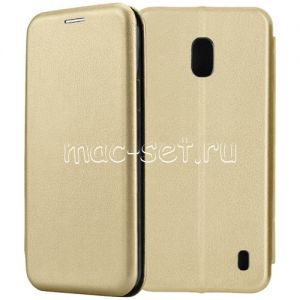 Чехол-книжка кожаный для Nokia 2.2 (золотистый) Fashion Case