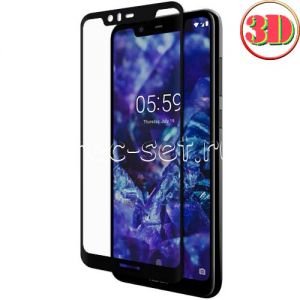 Защитное стекло 3D для Nokia 5.1 Plus [изогнутое на весь экран] (черное)