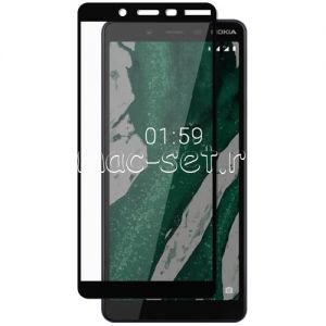 Защитное стекло для Nokia 1 Plus [на весь экран] (черное)