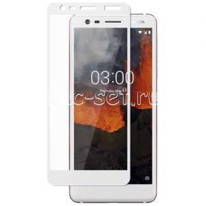 Защитное стекло для Nokia 3.1 [на весь экран] (белое)