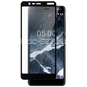 Защитное стекло для Nokia 5.1 [на весь экран] (черное)
