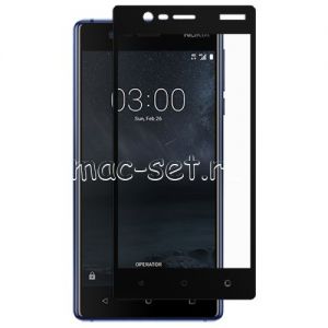 Защитное стекло для Nokia 3 [на весь экран] (черное)