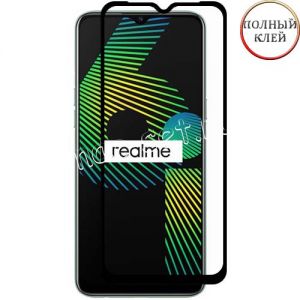 Защитное стекло для Realme 6i [клеится на весь экран] Red Line (черное)