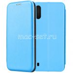 Чехол-книжка кожаный для Samsung Galaxy A01 A015 (голубой) Fashion Case