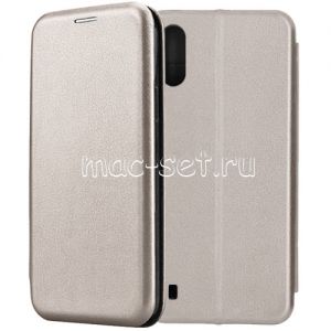 Чехол-книжка кожаный для Samsung Galaxy A01 A015 (серый) Fashion Case