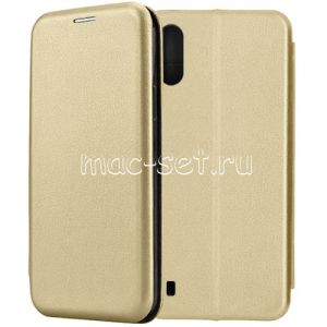 Чехол-книжка кожаный для Samsung Galaxy A01 A015 (золотистый) Fashion Case