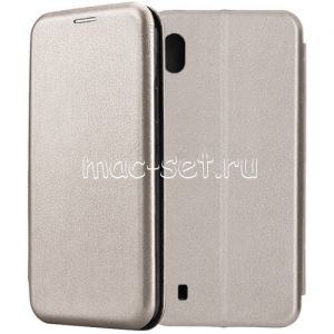 Чехол-книжка кожаный для Samsung Galaxy A10 A105 (серый) Fashion Case