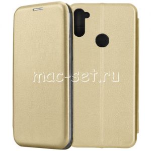 Чехол-книжка кожаный для Samsung Galaxy A11 A115 (золотистый) Fashion Case