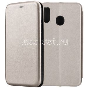 Чехол-книжка кожаный для Samsung Galaxy A20 A205 (серый) Fashion Case