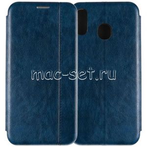 Чехол-книжка кожаный для Samsung Galaxy A30 A305 (синий) Retro Case