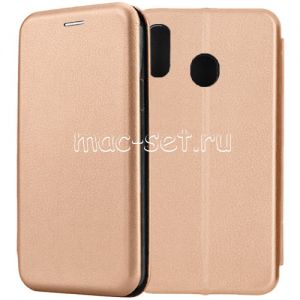 Чехол-книжка кожаный для Samsung Galaxy A20 A205 (розовый) Fashion Case