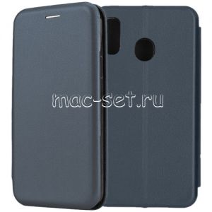 Чехол-книжка кожаный для Samsung Galaxy A20 A205 (синий) Fashion Case