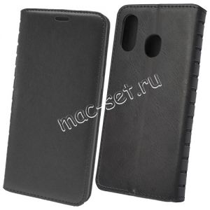 Чехол-книжка кожаный для Samsung Galaxy A20 A205 (черный) Book Case New