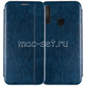 Чехол-книжка кожаный для Samsung Galaxy A20s A207 (синий) Retro Case