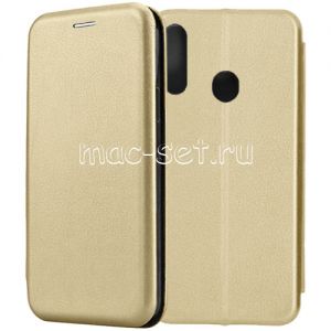 Чехол-книжка кожаный для Samsung Galaxy A20s A207 (золотистый) Fashion Case