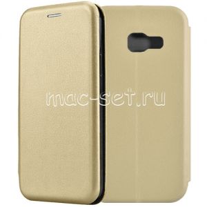 Чехол-книжка кожаный для Samsung Galaxy A3 (2017) A320 (золотистый) Fashion Case