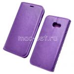 Чехол-книжка кожаный для Samsung Galaxy A3 (2017) A320 (сиреневый) Book Case New